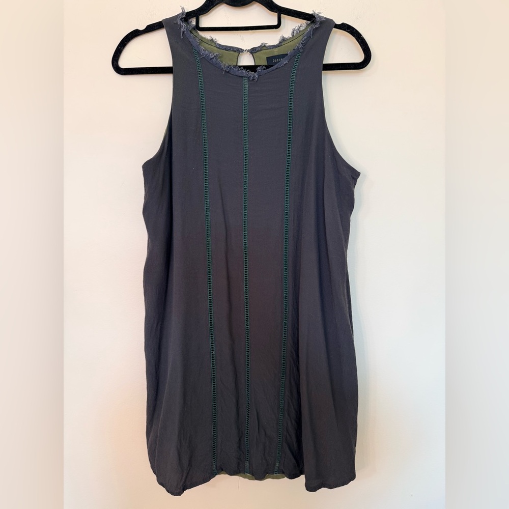 Dance & Marvel Charcoal Mini Dress with Green Trim